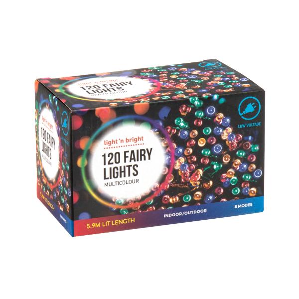 120 Pack Multicolour Fairy Lights - 590cm