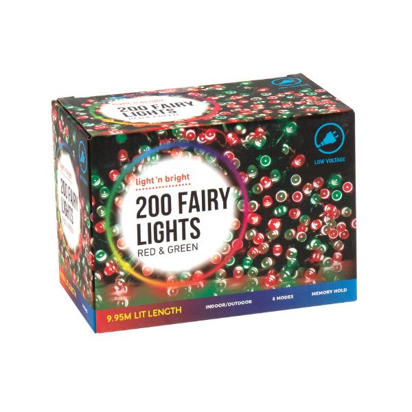 200 Red & Green Fairy Lights - 9.95m