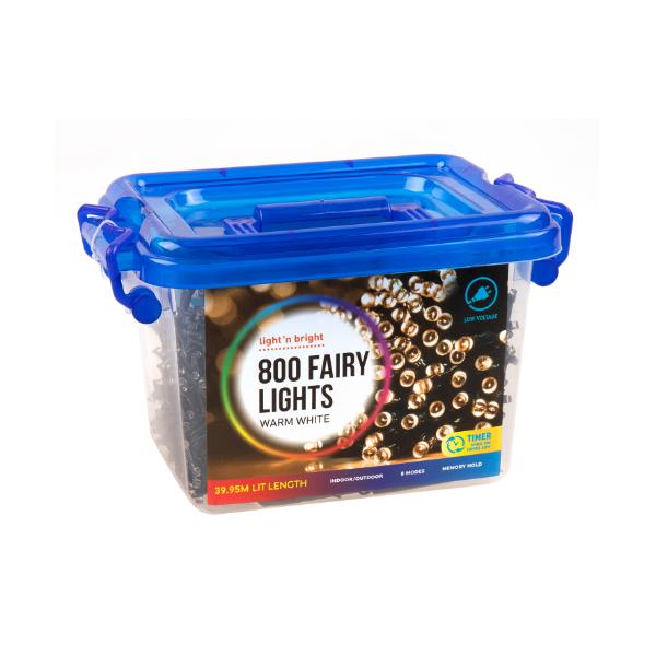 800 Warm White Fairy Lights - 39.95m