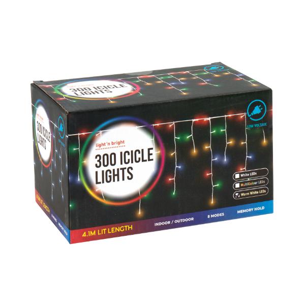 300 Warm White Icicle Led Lights - 410cm