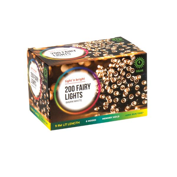 200 Warm White Fairy Lights - 9.9m