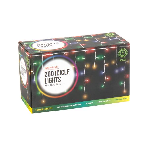 200 Multicolour Icicle Lights - 390cm