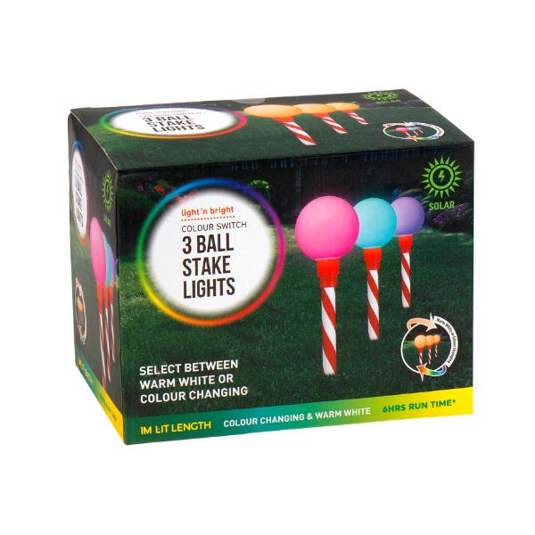 3 Pack Stake Light Balls - 100cm