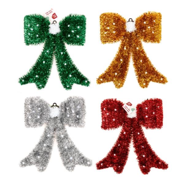 Christmas Tinsel Bow - 55cm