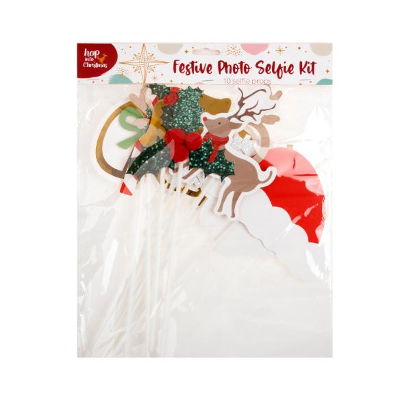 10 Pack Christmas Festive Photo Selfie Props Kit