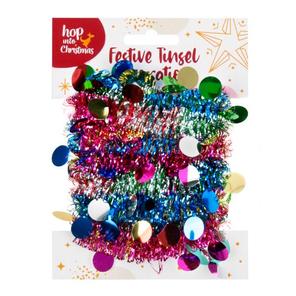 Christmas Tinsel Garland With Dots - 274cm