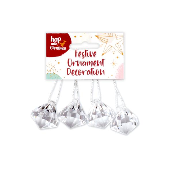 4 Pack Festive Ornament Decoration - 3.2cm x 3.6cm