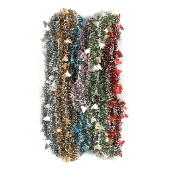 Xmas Tinsel Garland With Trees - 200cm