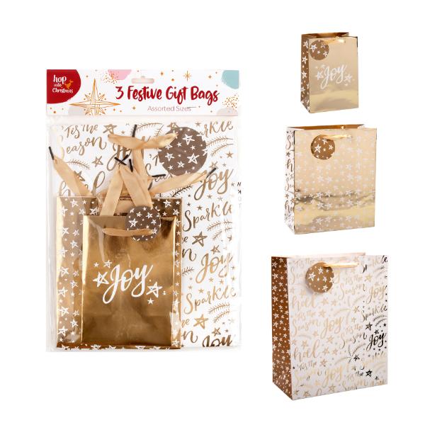 3 Pack Assorted Christmas Gift Bags