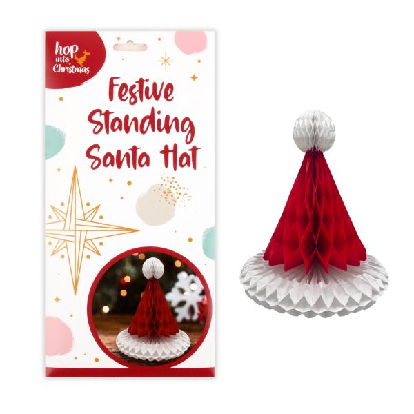 Christmas Red Honeycomb Lantern Santa Hat - 29.2cm