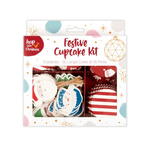 72 Pack Christmas Cake Box With Cupcake Kit