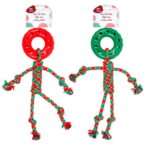 Christmas Dog Toy Rope Tug With Ring Head - 38cm