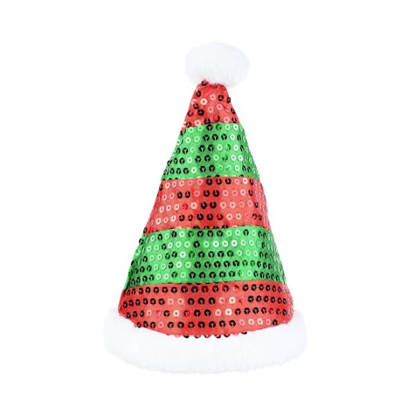 Christmas Sequin Red & Green Puppy Dog Santa Hat