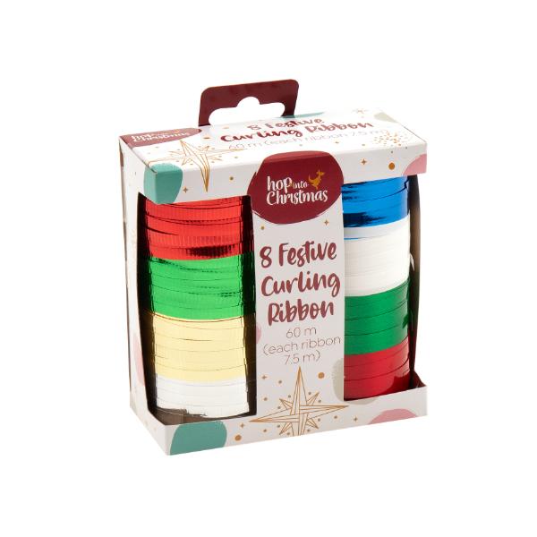 8 Pack Christmas Gift Ribbon