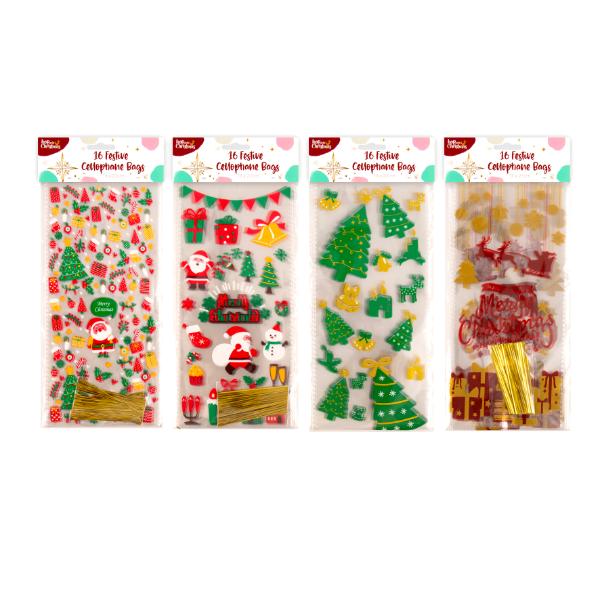16 Pack Christmas Candy Bag - 13cm x 27cm