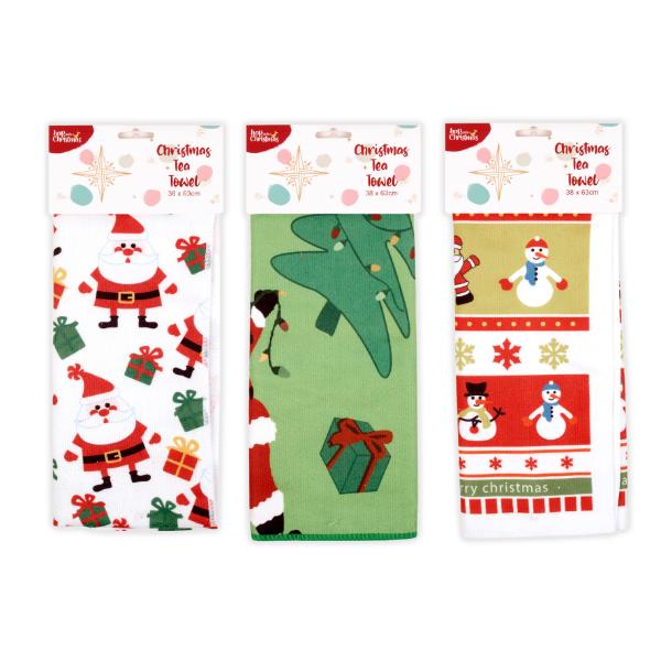 Assorted Christmas Tea Towel - 38cm x 63cm