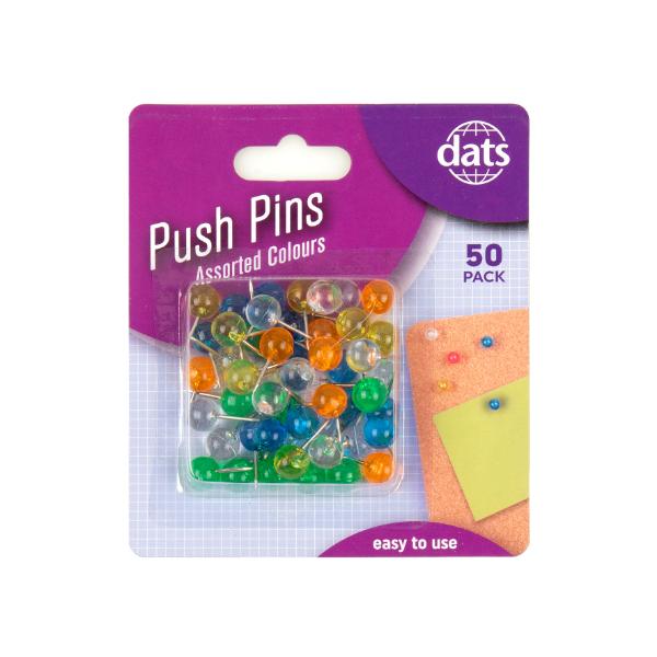 50 Pack Assorted Push Pins