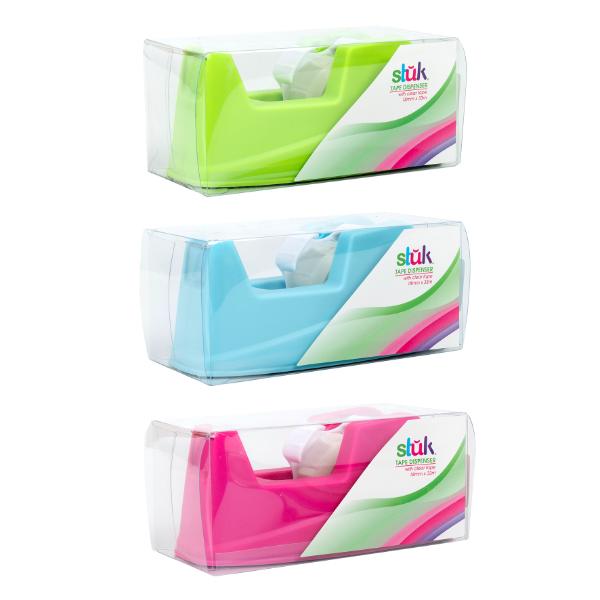 Stuk Tape Dispenser With Clear Tape - 1.8cm x 33m