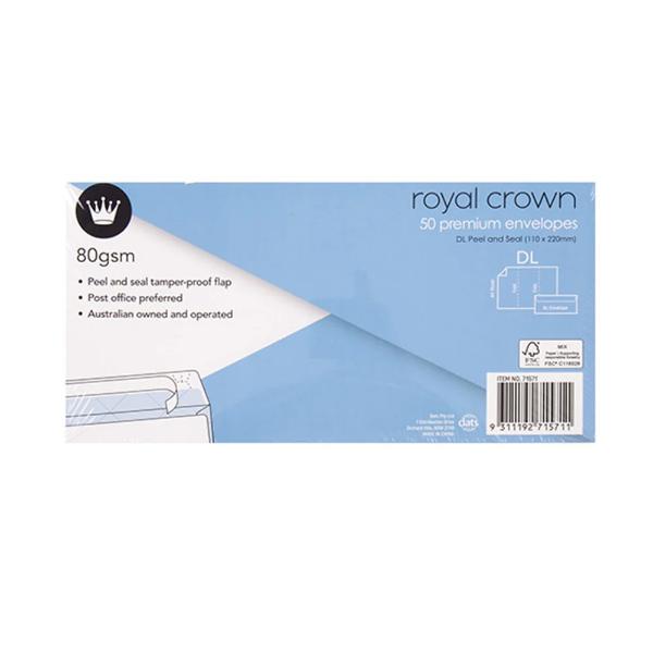 50 Pack Royal Crown 80gsm Premium Envelopes
