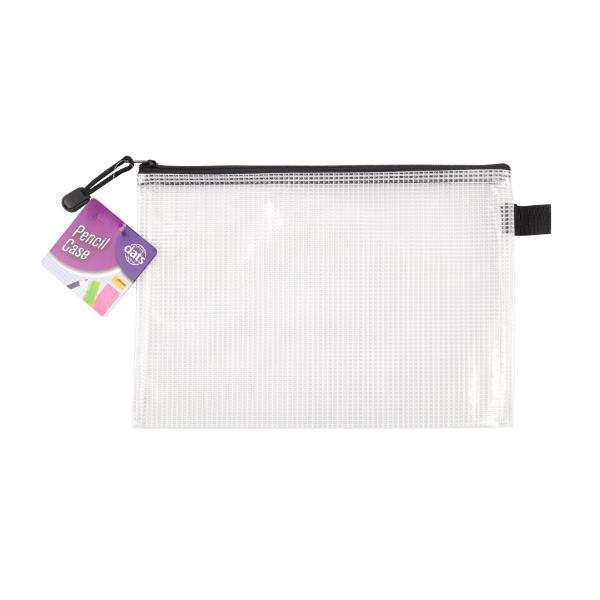 Clear Mesh Zip Pencil Case - 26cm x 18.5cm