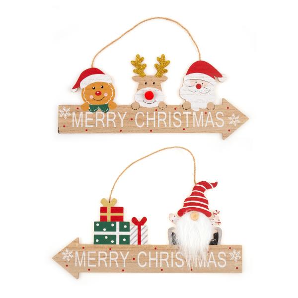 Merry Christmas Hanging Sign Decoration - 39cm x 19cm