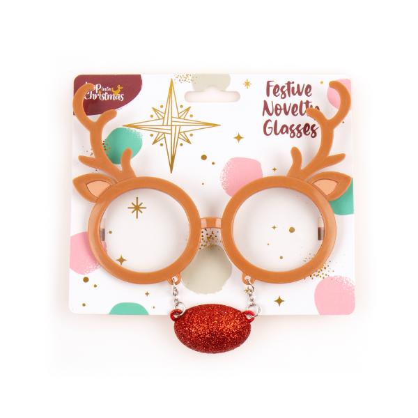Christmas Glitter Novelty Reindeer Antler Glasses