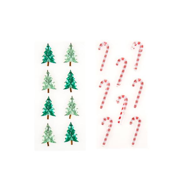 8 Pack Christmas Assorted Gemstone Stickers
