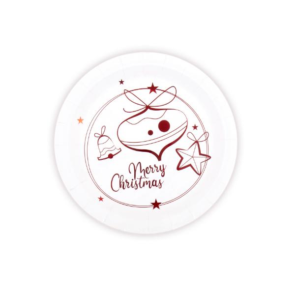 10 Pack Merry Christmas Gold Foil Paper Plates - 23cm