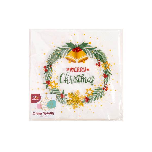 20 Pack Christmas Printed Paper Serviettes - 33cm x 33cm