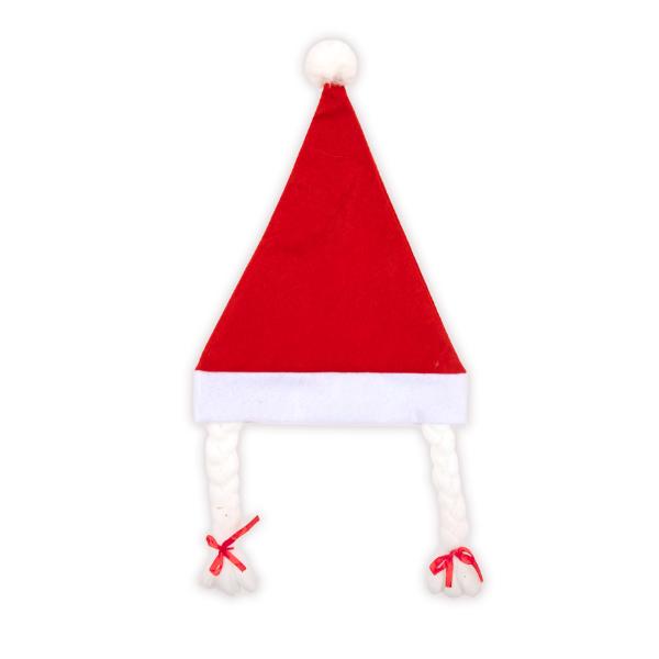 Christmas Santa Hat With White Braids - 28cm x 38cm