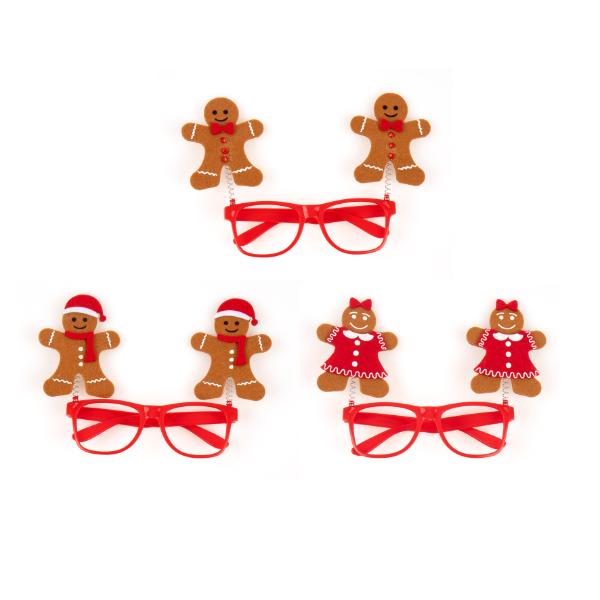Christmas Glitter Novelty Gingerbread Glasses