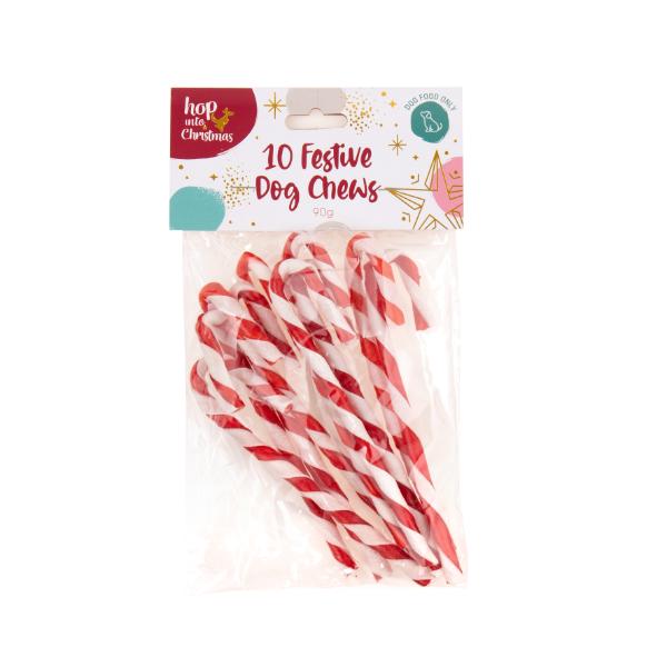 10 Pack Christmas Rawhide Dog Chew Candy Cane