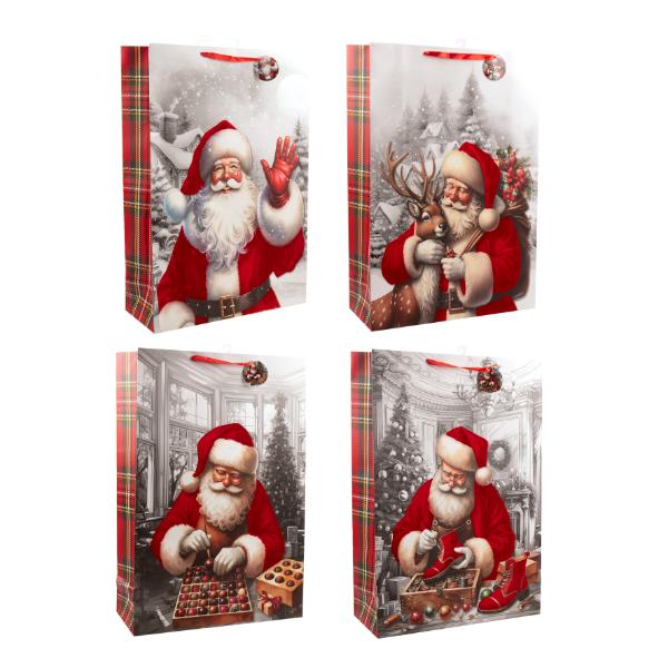 Christmas Flocked 210gsm With Hook Santa Gift Bag - XX Large