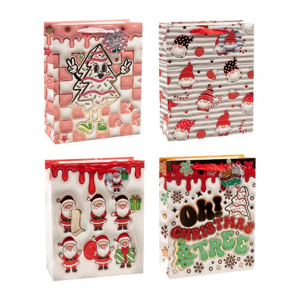 Assorted Christmas Foil 210gsm With Hook Gift Bag - X Large