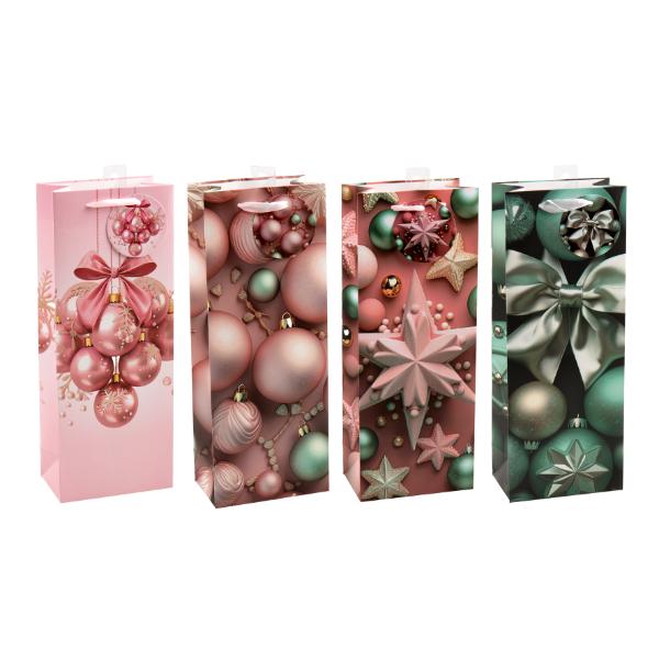 Christmas 210gsm Crystal Glitter With Hook Bottle Gift Bag