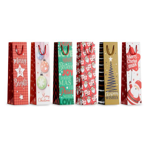 Christmas Basic 157gsm With Hook Bottle Gift Bag