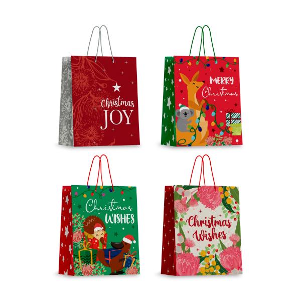 Christmas Australiana 157gsm With Hook Gift Bag - Large