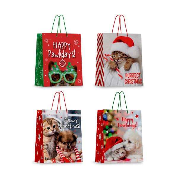 Christmas 157gsm Pets With Hook Gift Bag - Medium