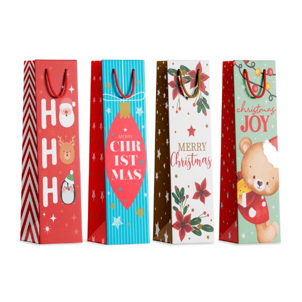 Xmas Basic 157gsm With Hook Bottle Gift Bag
