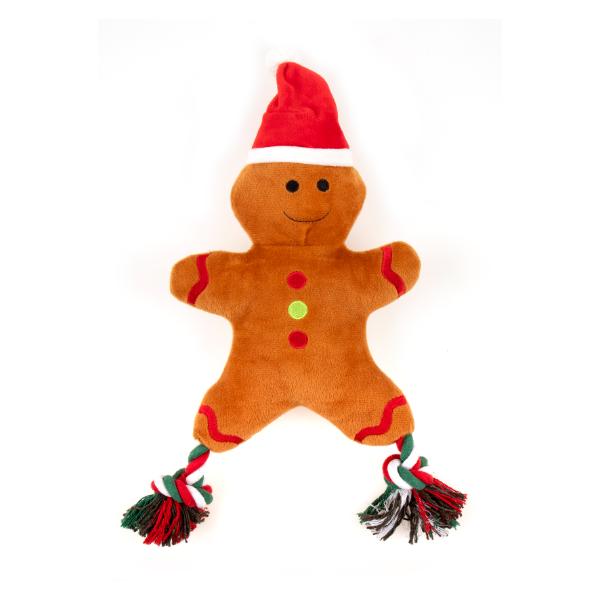 Christmas Plush Gingerbread Man Dog Toy - 43cm