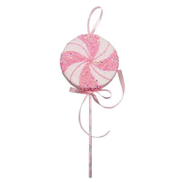 Christmas Pink & White Candy Lollipop Tree Ornament Decoration