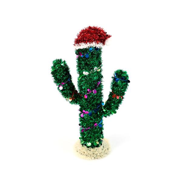 Christmas 3D Tinsel Cactus Table Decoration - 35cm