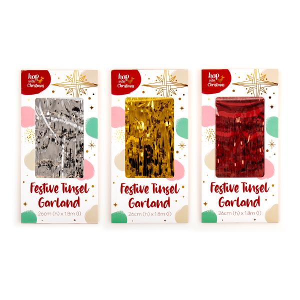 Christmas Tinsel Garland - 27.2cm x 182cm