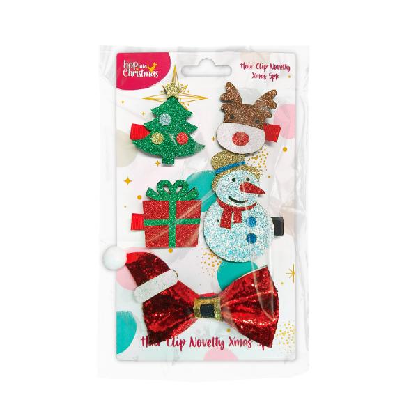 5 Pack Christmas Novelty Hair Clip