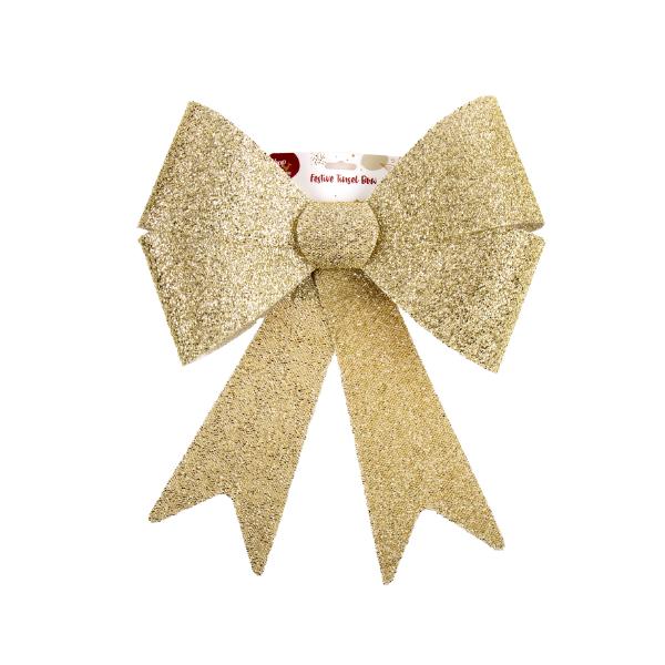 Christmas Champagne Tinsel Bow - 39cm x 49cm x 13cm