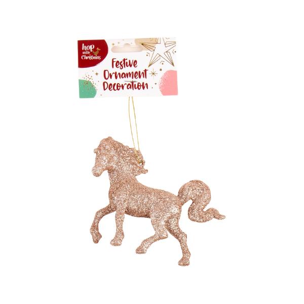 Christmas Rose Gold Horse Ornament Decoration