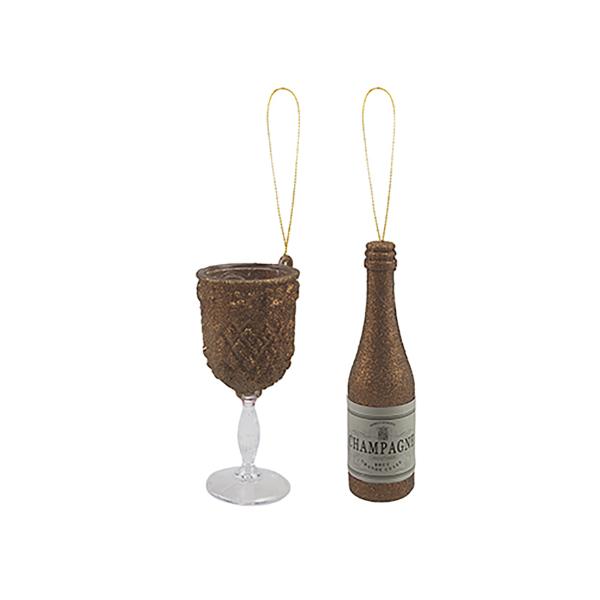 6 Pack Christmas Assorted Champagne Ornaments Decoration