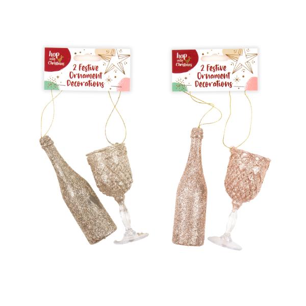 6 Pack Christmas Assorted Rose Gold Ornaments Decoration