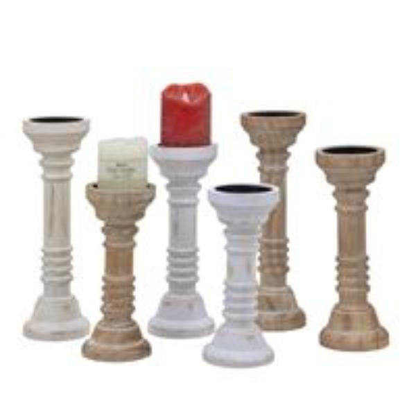 Earthy Wooden Candle Holder 28cm - Assorted