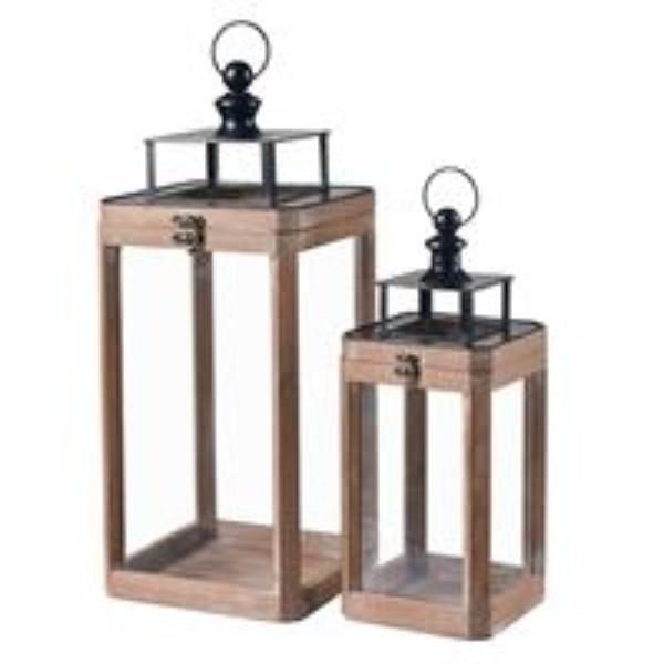 Wooden Rustic Charm Lantern - 49.5x21.7cm